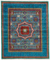 8x10 Light Blue and Turquoıse Turkish Tribal Rug