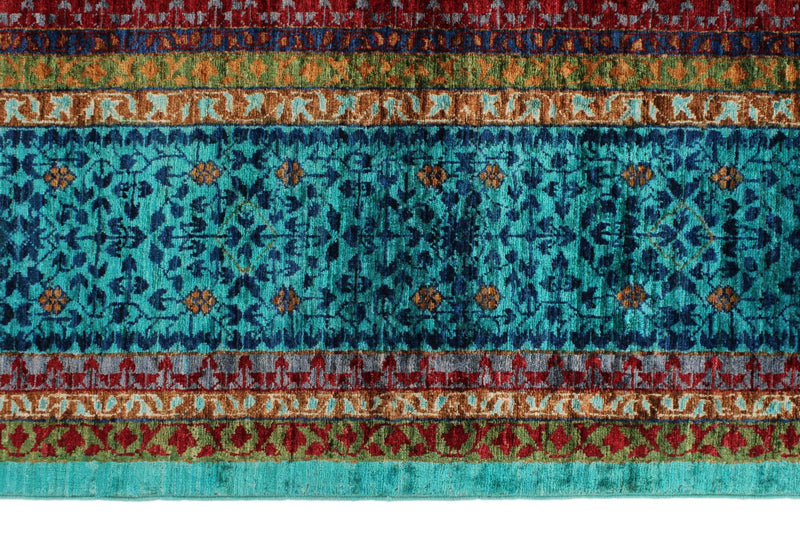 8x10 Light Blue and Turquoıse Turkish Tribal Rug