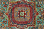 5x7 Turquoıse and Gray Turkish Tribal Rug