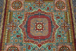 5x7 Turquoıse and Gray Turkish Tribal Rug