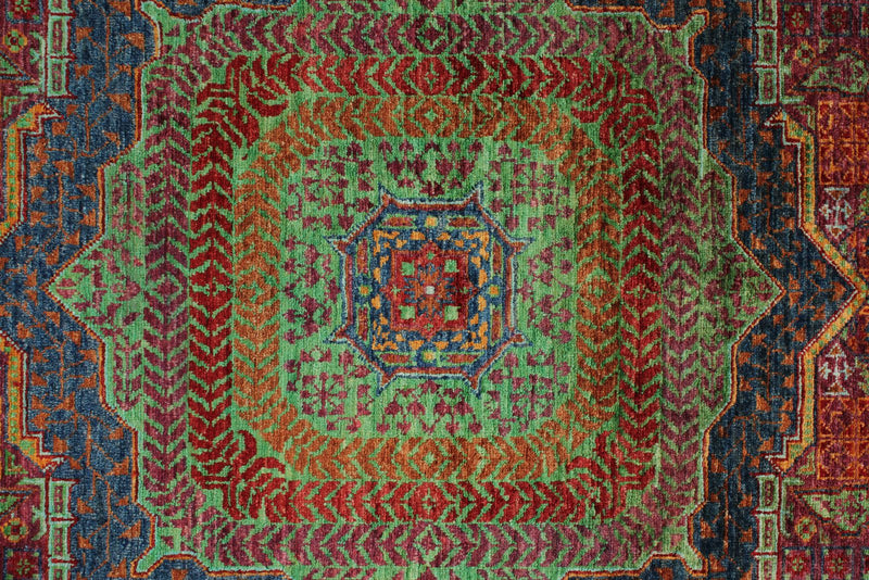 7x10 Red and Turquoise Turkish Tribal Rug