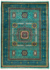 7x10 Turquoise and Multicolor Turkish Tribal Rug