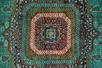 7x10 Turquoise and Multicolor Turkish Tribal Rug