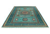 7x10 Turquoise and Multicolor Turkish Tribal Rug