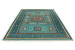 7x10 Turquoise and Multicolor Turkish Tribal Rug