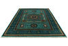 7x10 Turquoise and Multicolor Turkish Tribal Rug