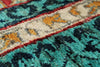 7x10 Green and Turquoise Turkish Tribal Rug