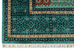 7x10 Green and Turquoise Turkish Tribal Rug