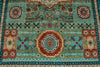 7x10 Green and Turquoise Turkish Tribal Rug