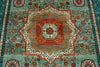 7x10 Green and Turquoise Turkish Tribal Rug