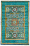 7x10 Turquoise and Green Turkish Tribal Rug