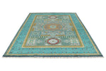 7x10 Turquoise and Green Turkish Tribal Rug