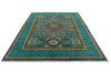 7x10 Turquoise and Green Turkish Tribal Rug