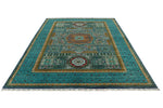 7x10 Turquoise and Green Turkish Tribal Rug