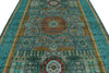 7x10 Turquoise and Green Turkish Tribal Rug