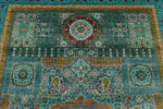 7x10 Turquoise and Green Turkish Tribal Rug