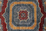 6x8 Gray and Light Blue Turkish Tribal Rug