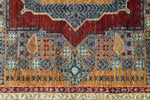 6x8 Gray and Light Blue Turkish Tribal Rug