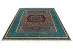 6x8 Gray and Light Blue Turkish Tribal Rug