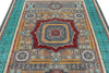 6x8 Gray and Light Blue Turkish Tribal Rug