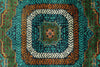 6x8 Green and Turquoıse Turkish Tribal Rug