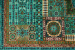 6x8 Green and Turquoıse Turkish Tribal Rug