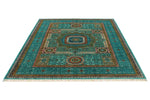 6x8 Green and Turquoıse Turkish Tribal Rug