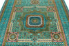 6x8 Green and Turquoıse Turkish Tribal Rug