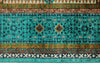 6x8 Green and Turquoıse Turkish Tribal Rug