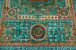 6x8 Green and Turquoıse Turkish Tribal Rug