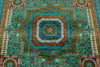 6x8 Green and Turquoıse Turkish Tribal Rug