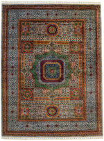 6x8 Multicolor and Gray Turkish Tribal Rug