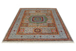 6x8 Multicolor and Gray Turkish Tribal Rug