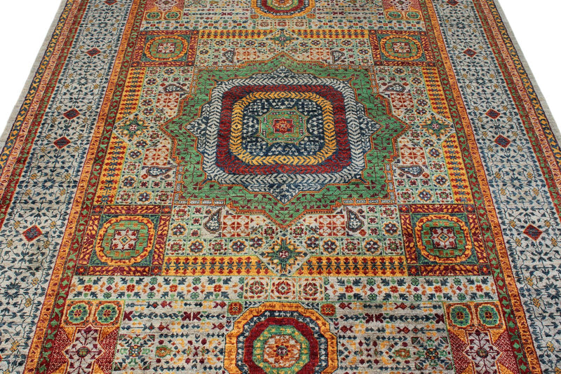 6x8 Multicolor and Gray Turkish Tribal Rug