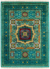 6x8 Light Green and Light Blue Turkish Tribal Rug