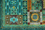 6x8 Light Green and Light Blue Turkish Tribal Rug