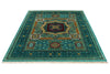 6x8 Light Green and Light Blue Turkish Tribal Rug