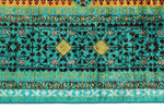 6x8 Light Green and Light Blue Turkish Tribal Rug