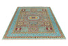 6x8 Light Green and Light Blue Turkish Tribal Rug