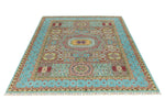 6x8 Light Green and Light Blue Turkish Tribal Rug