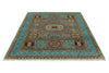 6x8 Light Green and Light Blue Turkish Tribal Rug