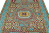 6x8 Light Green and Light Blue Turkish Tribal Rug