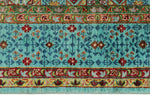 6x8 Light Green and Light Blue Turkish Tribal Rug