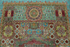 6x8 Light Green and Light Blue Turkish Tribal Rug