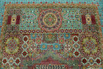 6x8 Light Green and Light Blue Turkish Tribal Rug