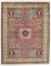 6x8 Multicolor and Light Blue Turkish Tribal Rug