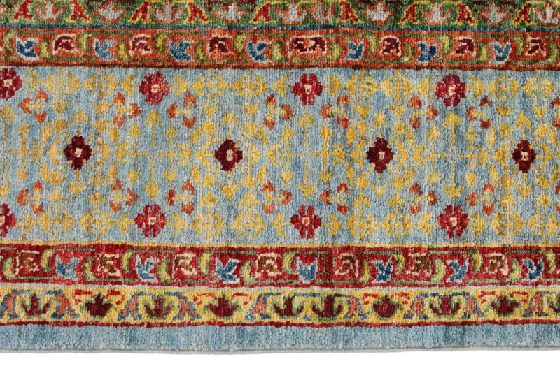 6x8 Multicolor and Light Blue Turkish Tribal Rug