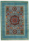 6x8 Gray and Light Blue Turkish Tribal Rug