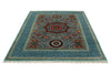 6x8 Gray and Light Blue Turkish Tribal Rug