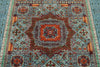 6x8 Gray and Light Blue Turkish Tribal Rug